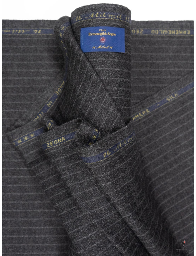 14 MILMIL 14 Pinhead Fabric Stripe Mélange Dark Grey Ermenegildo Zegna ...