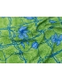 Mt. 1,50 Tessuto Seta Pura Jacquard Floreale Verde Azzurro
