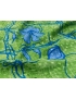 Mtr. 1.50 Pure Silk Jacquard Fabric Floral Green Azure Blue 