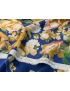 Mtr. 1.05 Silk Satin Fabric Floral Flounce Blue 