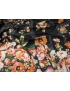Mtr. 1.50 Silk Satin Fabric Floral Flounce Black 