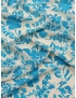 Tessuto Crêpe De Chine Seta Floreale Turchese Gardenia