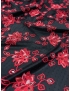 Embroidered Plumetis Fabric Floral Black Red - Carnet