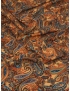 Tessuto Crêpe Pura Lana Naturalmente Elasticizzato Paisley Arancione Cannella Ciano