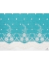 Mtr. 1.50 Embroidered Linen Fabric Scalloped Edges Acquamarine White