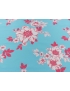 Jacquard Fabric Floral Turquoise Blue Pink