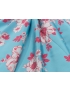 Jacquard Fabric Floral Turquoise Blue Pink