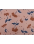 Microfiber Twill Fabric Floral Pinkish Brown Gun Metal Blue