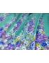 Mtr. 1.40 Panel Silk Satin Fabric Aqua Green Floral