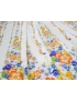 Mtr. 1.40 Panel Silk Satin Fabric White Orange Floral