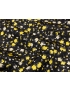 Mtr. 1.90 Silk Satin 120 gr. Fabric Floral Black Yelllow Grey - Luigi Verga