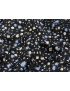 Mtr. 1.90 Silk Satin 120 gr. Fabric Floral Black Azure Grey - Luigi Verga