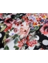 Silk Satin Fabric Floral Black