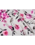 Silk Satin Fabric Floral Beige Rosé Fuchsia