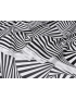 Silk Satin Fabric Geometric Black White