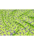 Tessuto Satin Seta Geometrico Verde Acido Viola