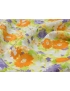 Mtr. 2.30 Jacquard Silk Fabric Floral Green Lillac Orange