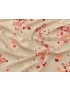 Tessuto Crêpe de Chine in Seta Floreale Beige Coloniale Rosso Ciliegia - Luigi Verga