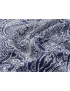 Mt. 0,80 Tessuto Crepe De Chine Disegno Cashmere Blu Bianco