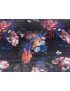 Silk Lurex Fabric Floral Coral Red Electric Blue Black - Ratti