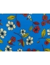 Viscose Crepe Fabric Flowers Turquoise 