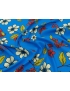 Viscose Crepe Fabric Flowers Turquoise 