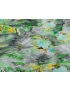 Viscose Crêpe Fabric Floral Painting Green Yellow