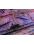 Mt. 1,40 Tessuto Raso di Seta Foulard Quadro Impressionista Rosa Lilla
