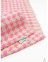 Mt. 1,40 Tessuto Chanel Misto Viscosa Pied de Poule Rosa Fluo Crema Emanuel Ungaro