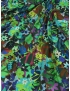 Light-Weight Cotton & Silk Satin Fabric Floral Green Purple - Emanuel Ungaro