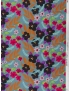 Mtr. 1.15 Silk Twill Fabric Floral Stone Blue Cinnomon Raspberry Emanuel Ungaro