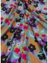 Mtr. 1.15 Silk Twill Fabric Floral Stone Blue Cinnomon Raspberry Emanuel Ungaro