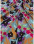 Mtr. 1.15 Silk Twill Fabric Floral Stone Blue Cinnomon Raspberry Emanuel Ungaro