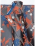 Mtr. 1.05 Silk Blend Jacquard Fabric Floral Graphite Orange Blue Emanuel Ungaro