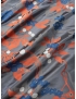 Mtr. 1.05 Silk Blend Jacquard Fabric Floral Graphite Orange Blue Emanuel Ungaro