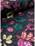 Tessuto Pizzo con Paillettes Floreale Multicolore