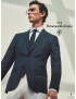Mtr. 2.00 Cross-Ply Fabric Prince of Wales Petroleum Dark Blue Ermenegildo Zegna