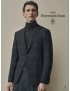 Trofeo Cashmere Fabric Check Navy Blue Grey Ermenegildo Zegna