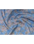 Cotton Silk Blend Satin Fabric Floral Pale Blue