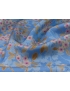 Cotton Silk Blend Satin Fabric Floral Pale Blue