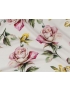 Mtr. 1.00 Cotton Silk Fabric Roses White 