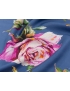 Cotton Silk Fabric Roses Azure Blue 