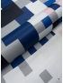 Viscose Crêpe Satin Fabric Geometric Blue Grey
