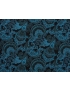 Wool Muslin Fabric Paisley Turquoise Black