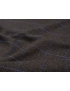 Wool Tweed Fabric Herringbone Windowpane Brown Light Blue