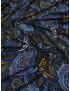 Light-Weight Pure Wool Jersey Fabric Paisley Black Blue