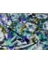 Stretch Silk Satin Fabric Floral Emerald Green Turquoise