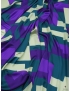 Tessuto Raso in Seta Geometrico Petrolio Viola Verde Pallido