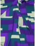 Tessuto Raso in Seta Geometrico Petrolio Viola Verde Pallido