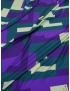 Tessuto Raso in Seta Geometrico Petrolio Viola Verde Pallido